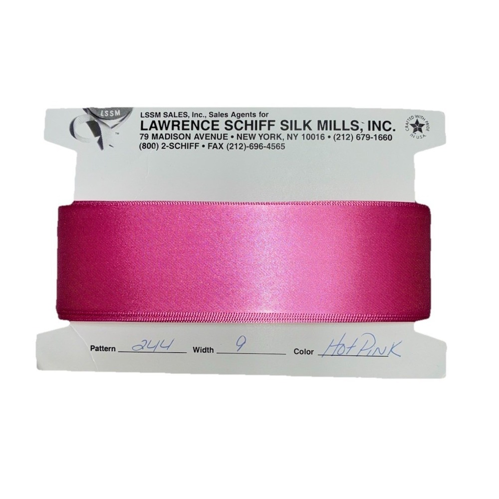 Lawrence Schiff Silk Mills Ribbon Hot Pink 1.5" x 5 yd Made In USA